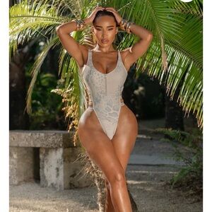 Beige One-Piece Swimsuit